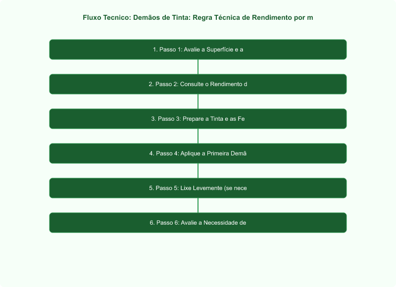 Diagrama técnico: Demãos de Tinta: Regra Técnica de Rendimento por m² e Aplicação Correta