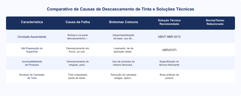 Diagrama técnico: Tinta descascando em 2 anos: 7 causas técnicas de falha prematura de pintura