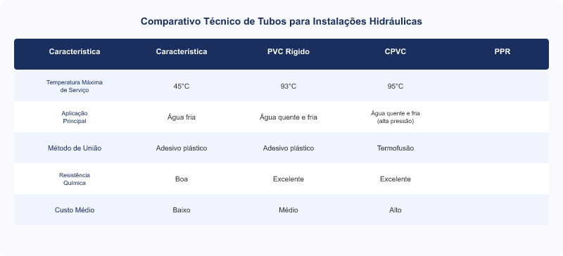 Diagrama técnico: Tubo PVC, CPVC e PPR: Guia Técnico para Água Quente e Fria